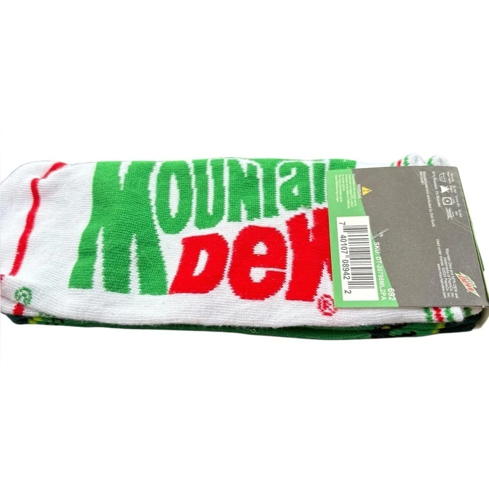 3/$25 Mountain Dew Soda Pack of 2 Ankle Socks
